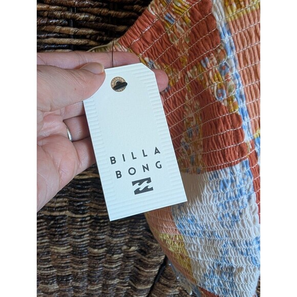 NWT Billabong Halter Smocked Patchwork Quilt Print Ruffle Women's Small Cottage - Picture 9 of 10